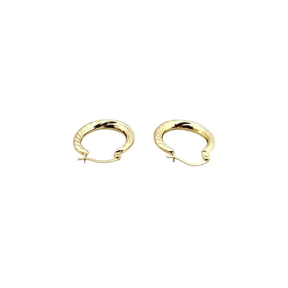 14K Yellow Gold Twisted Hoop Earrings #22724 - Picture 6 of 11